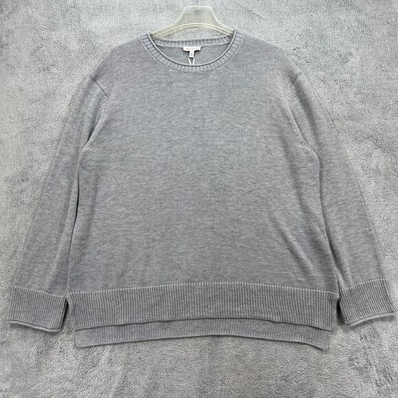 Ella Moss Sweater Womens XL Heather Gray Tight Knit Ribbed High Low Hem Winter - Picture 1 of 11